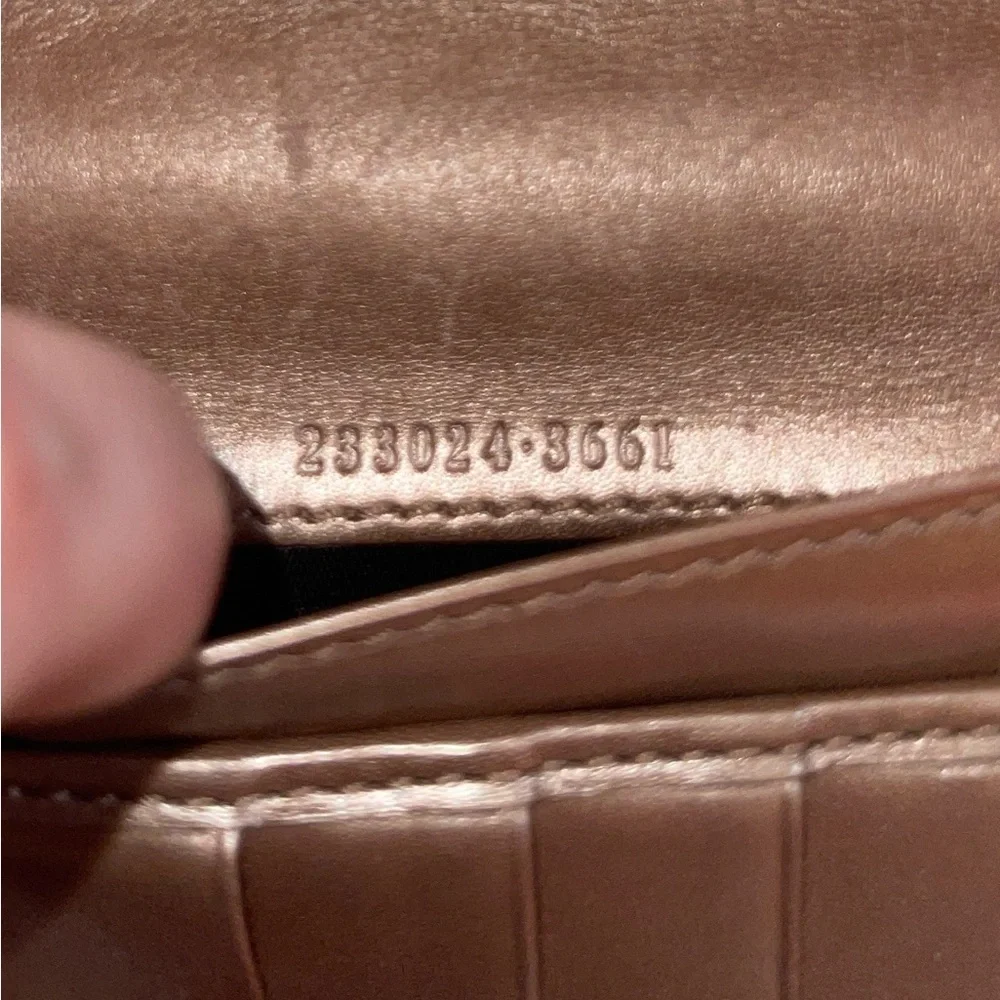 Gucci Guccissima GG Rose Gold Long Bifold Continental Wallet Zip Snap Shima